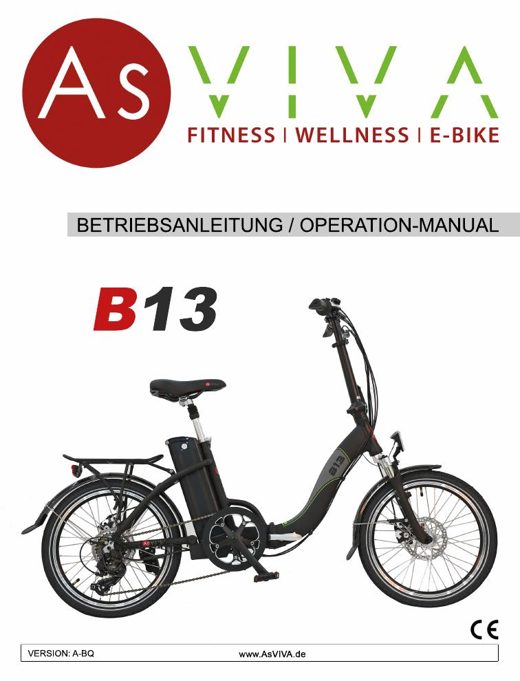E-Bike Folding Bike B13 Bedienungsanleitung