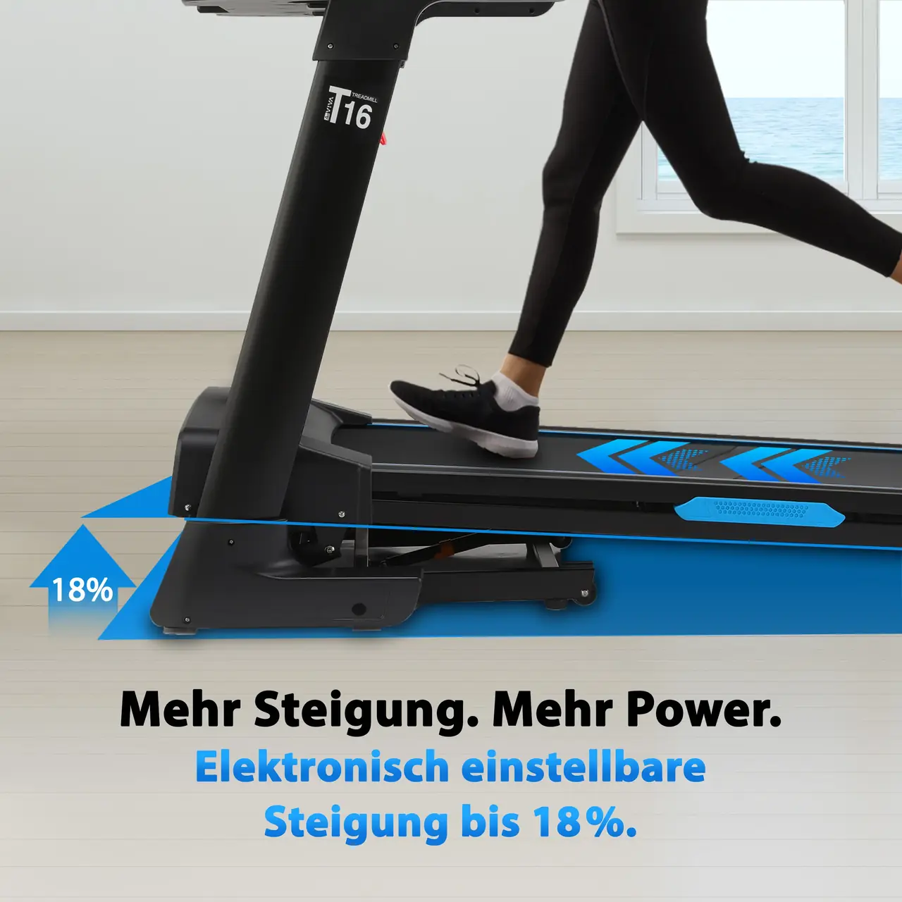 Electronically adjustable incline up to 18% – Power Incline