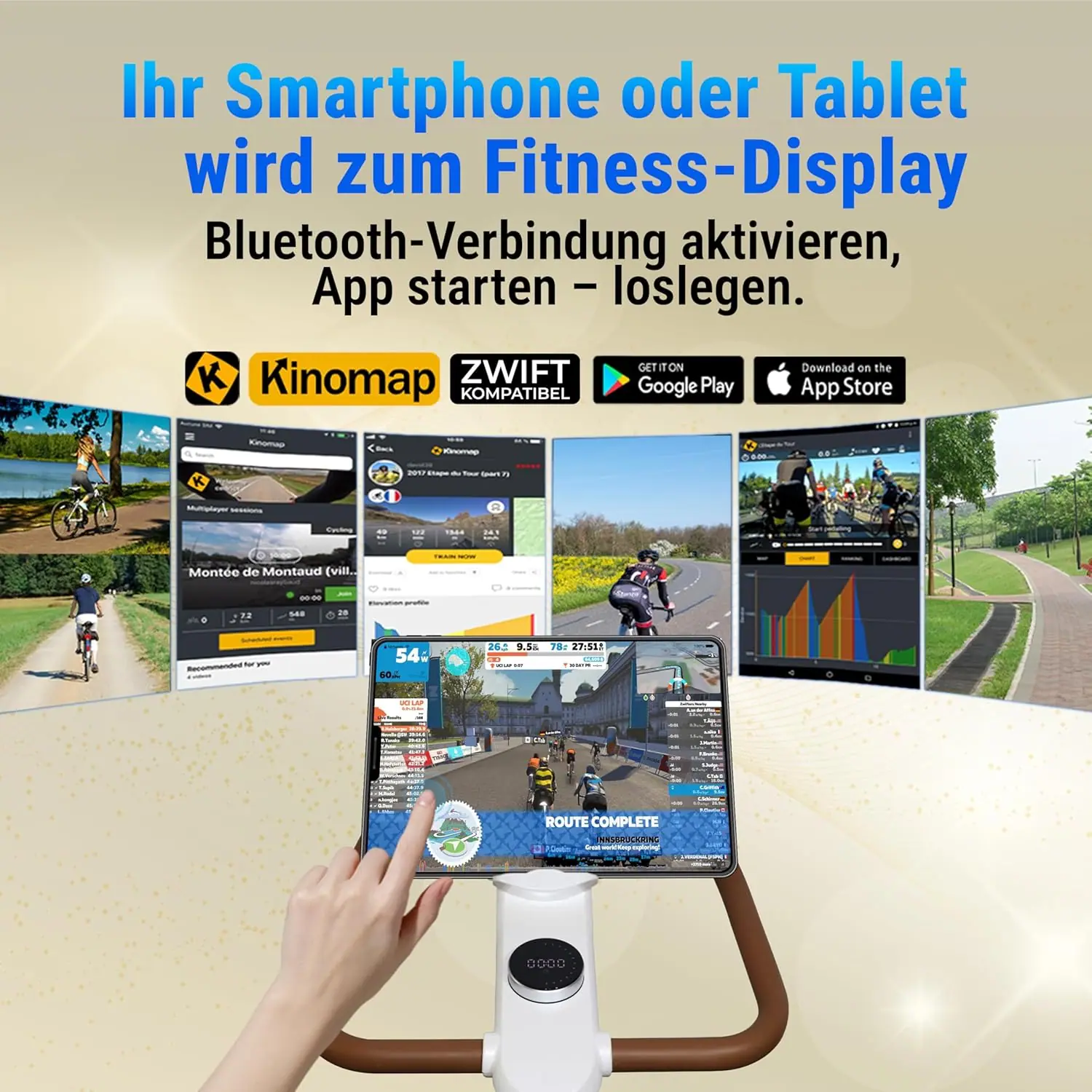 Your smartphone or tablet becomes your fitness display