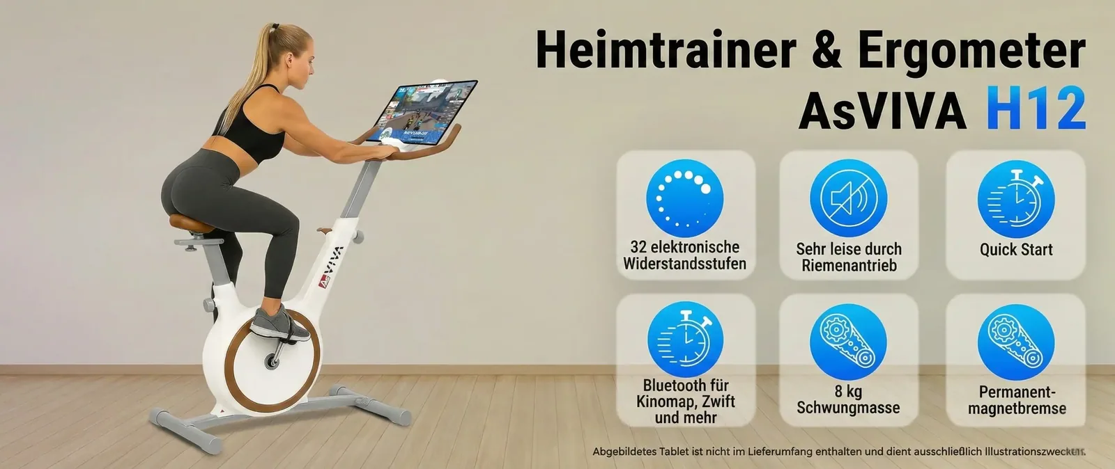 AsVIVA H12 exercise bike & ergometer – highlights at a glance