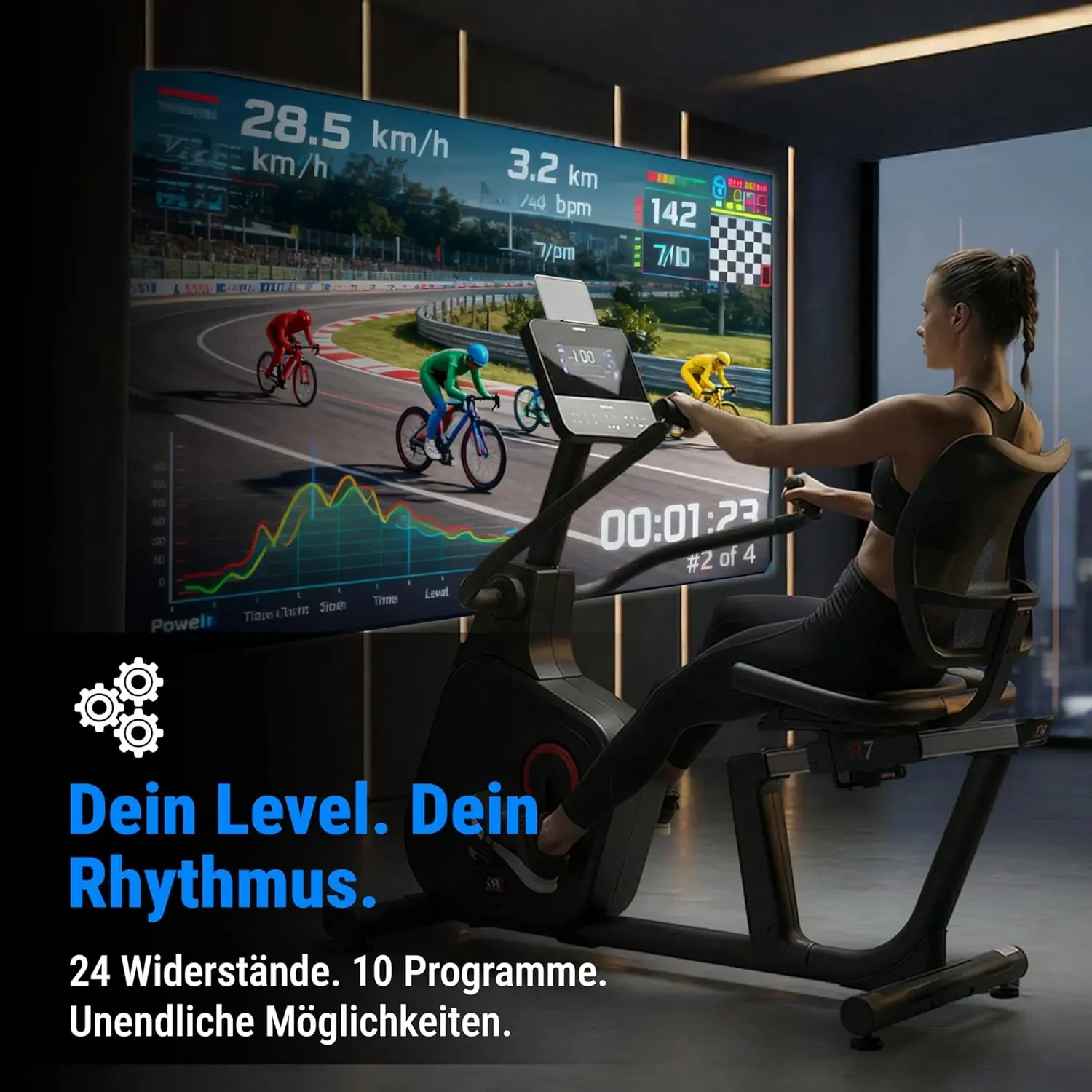 Your level, your rhythm – 32 resistance levels & 10 programs