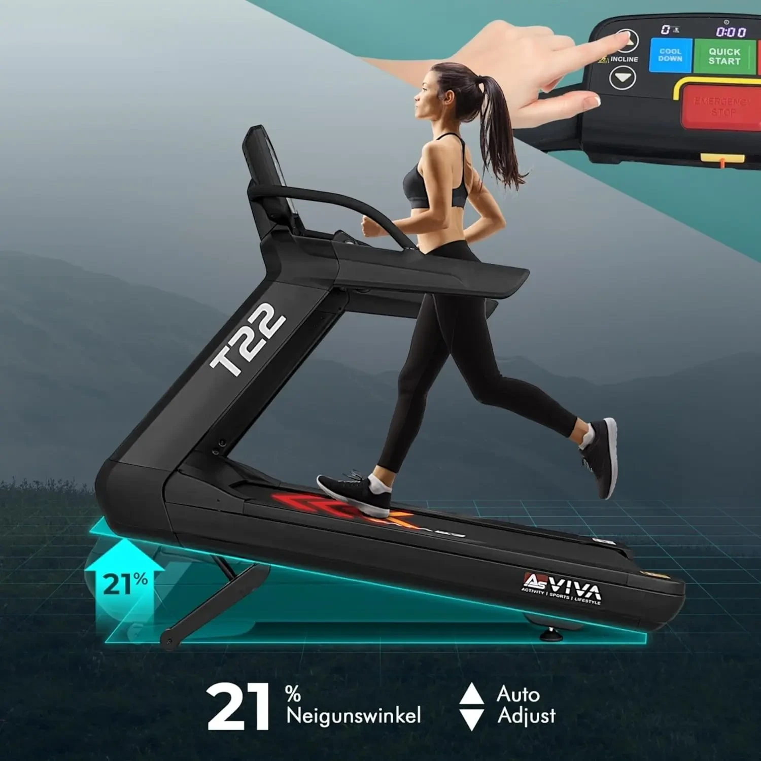 Up to 21% electric incline – Auto Adjust