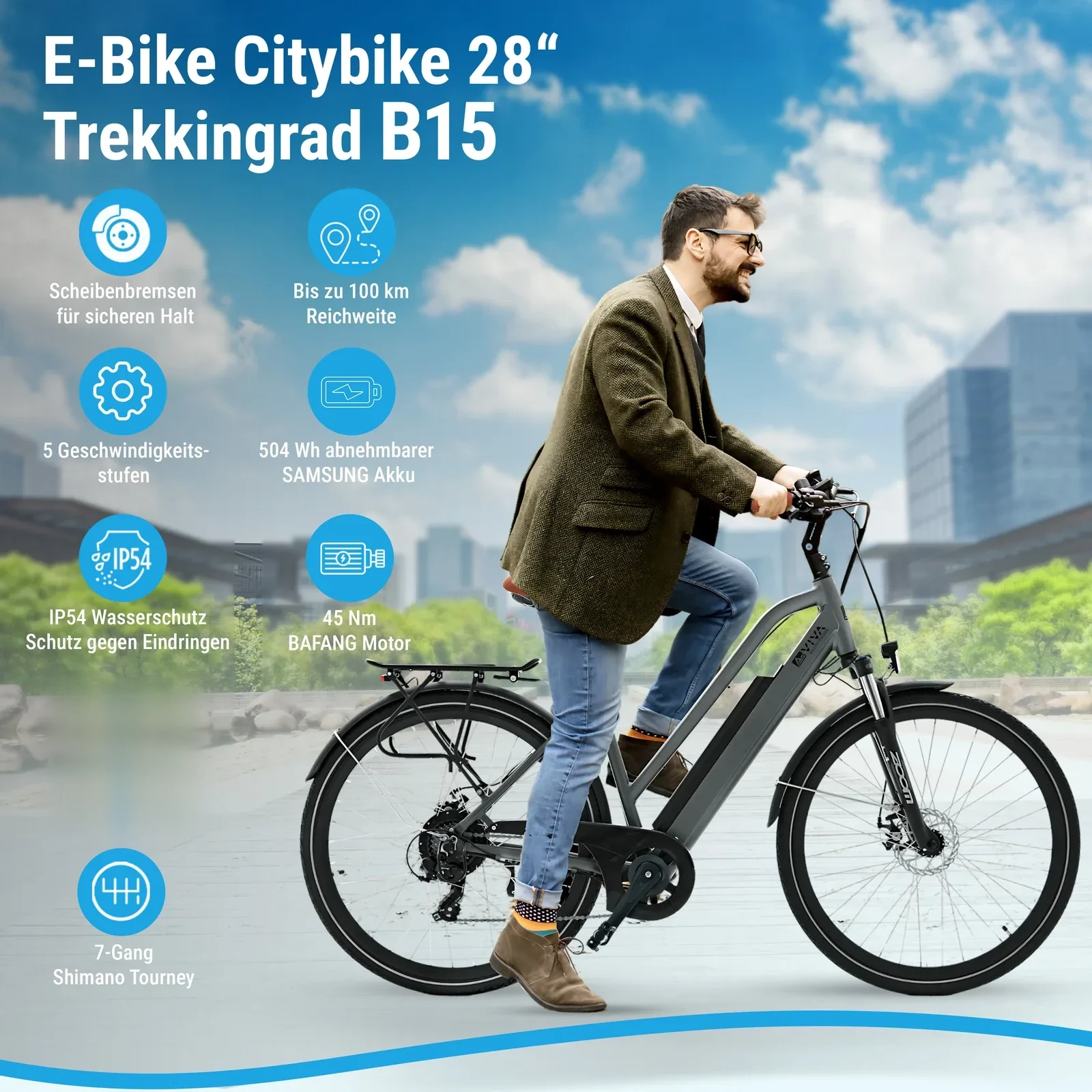 AsVIVA B15 city e-bike 28-inch – features at a glance
