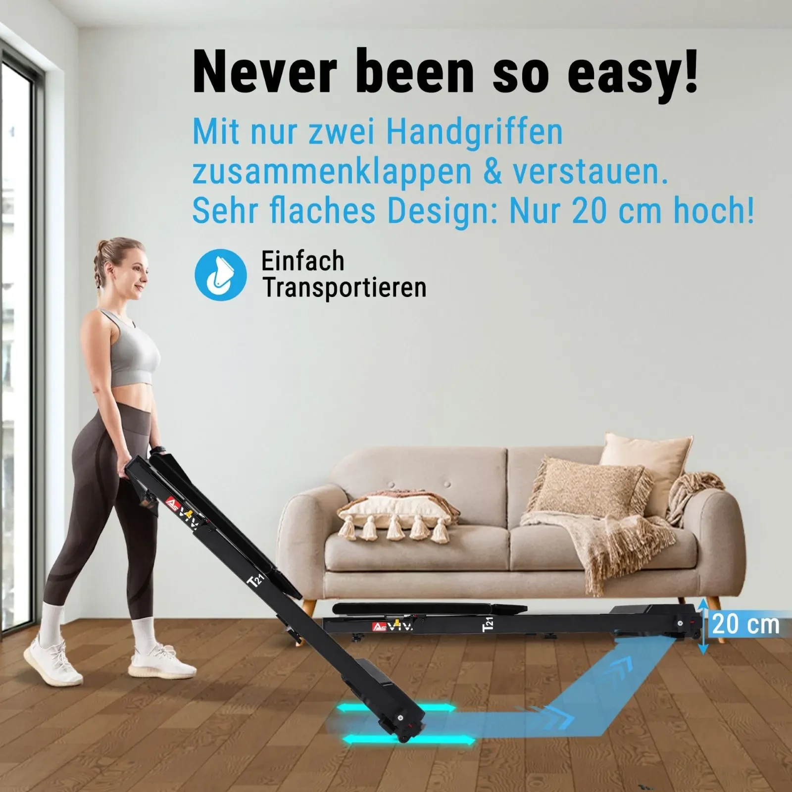 Space-saving fold – stores just 20 cm flat
