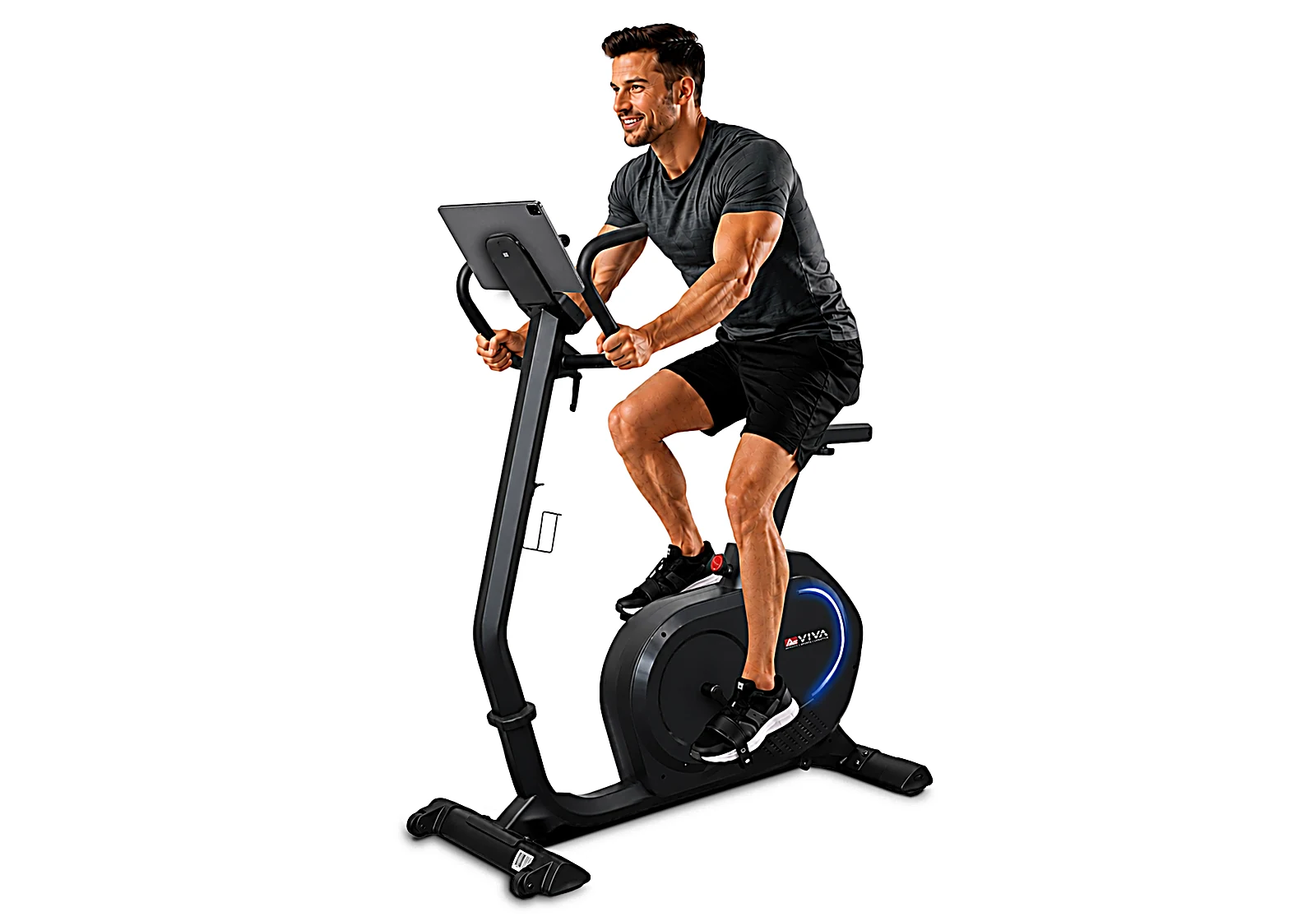 AsVIVA H12 LED ergometer exercise bike, low step-through, side view