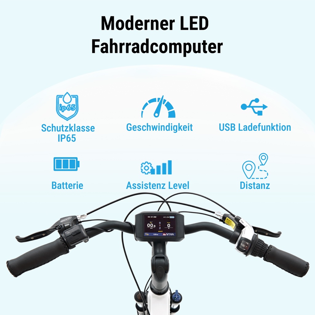 City E-Bike B15 – 28 Zoll – Grau/Weiß – Display Schwarz