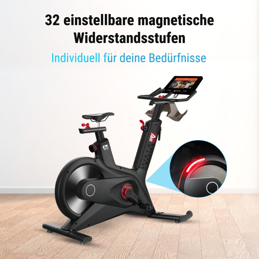 Infinitely adjustable resistance levels of the AsVIVA Speedbike Studio Pro S17