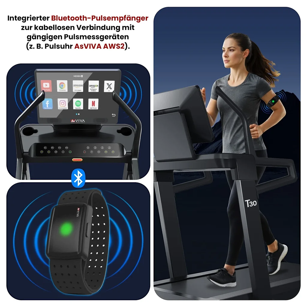 Laufband T30 Pro Max Climb Marathon – Pulsempfänger Pulsarmband Aws2