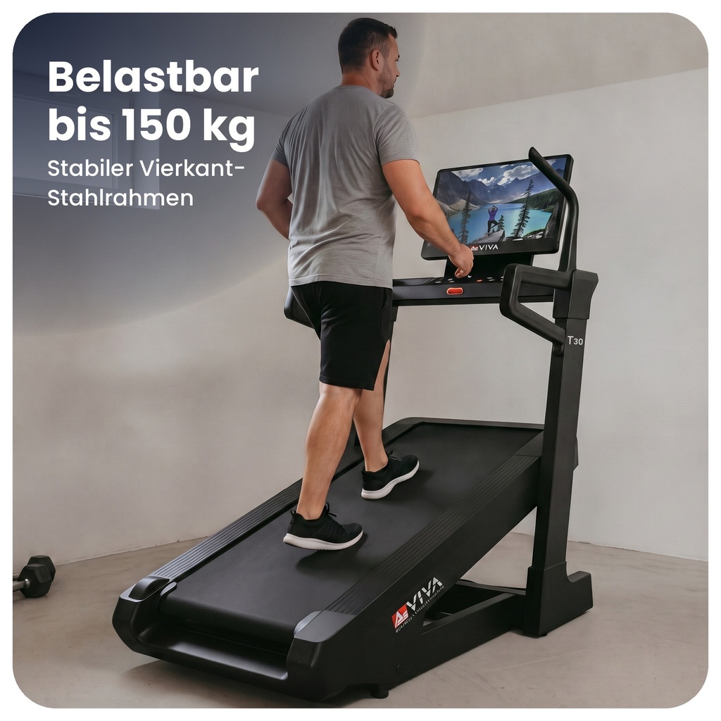 Robust construction and sturdy frame of the AsVIVA T30 Pro Max Climb Marathon treadmill