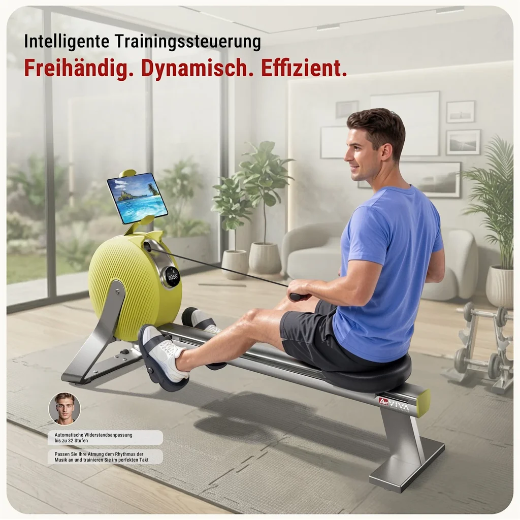 Rudergerät PowerGen RA20 – Magnetic Rower Intelligente Trainingssteuerung