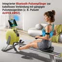 AsVIVA RA20 rowing machine with integrated Bluetooth pulse receiver for heart rate monitoring during workouts
