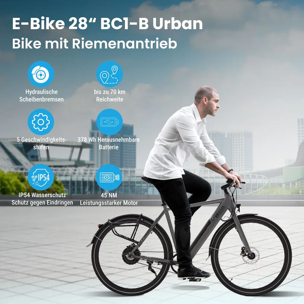 AsVIVA E-Bike BC1B – 28" Urban City Bike