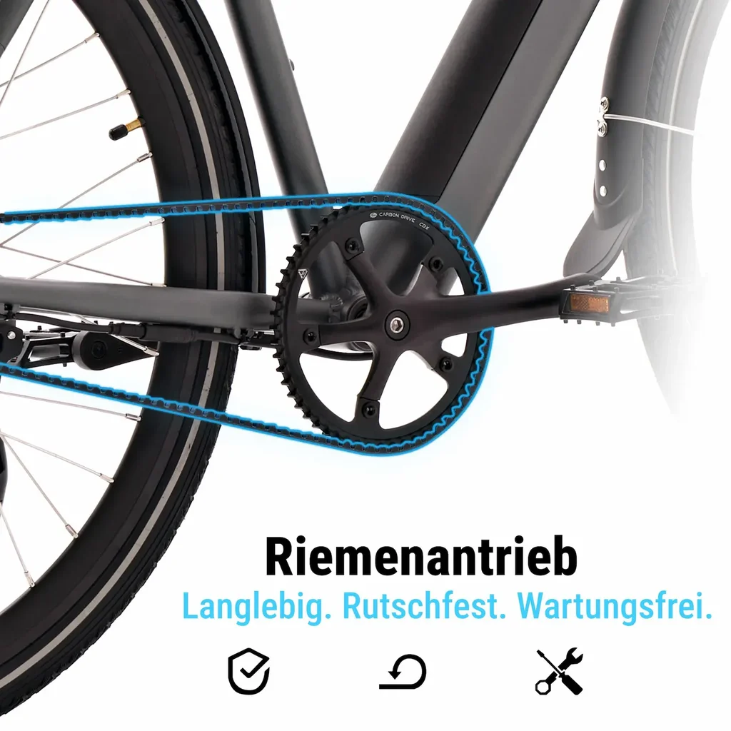 AsVIVA E-Bike BC1B – 28" Urban City Bike – Belt Drive