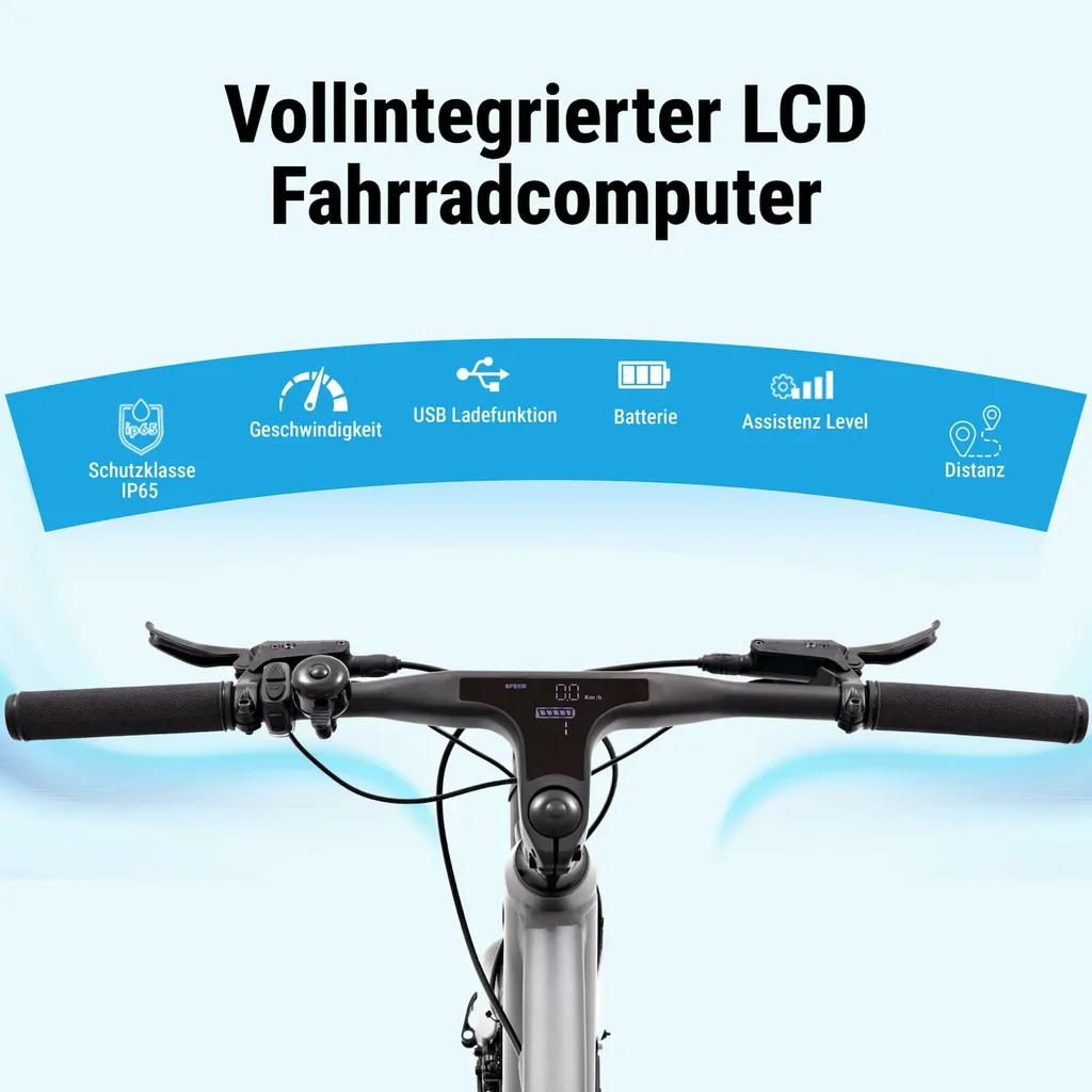 AsVIVA Urban City E-Bike BC1C – 28-inch – LCD Display & Display