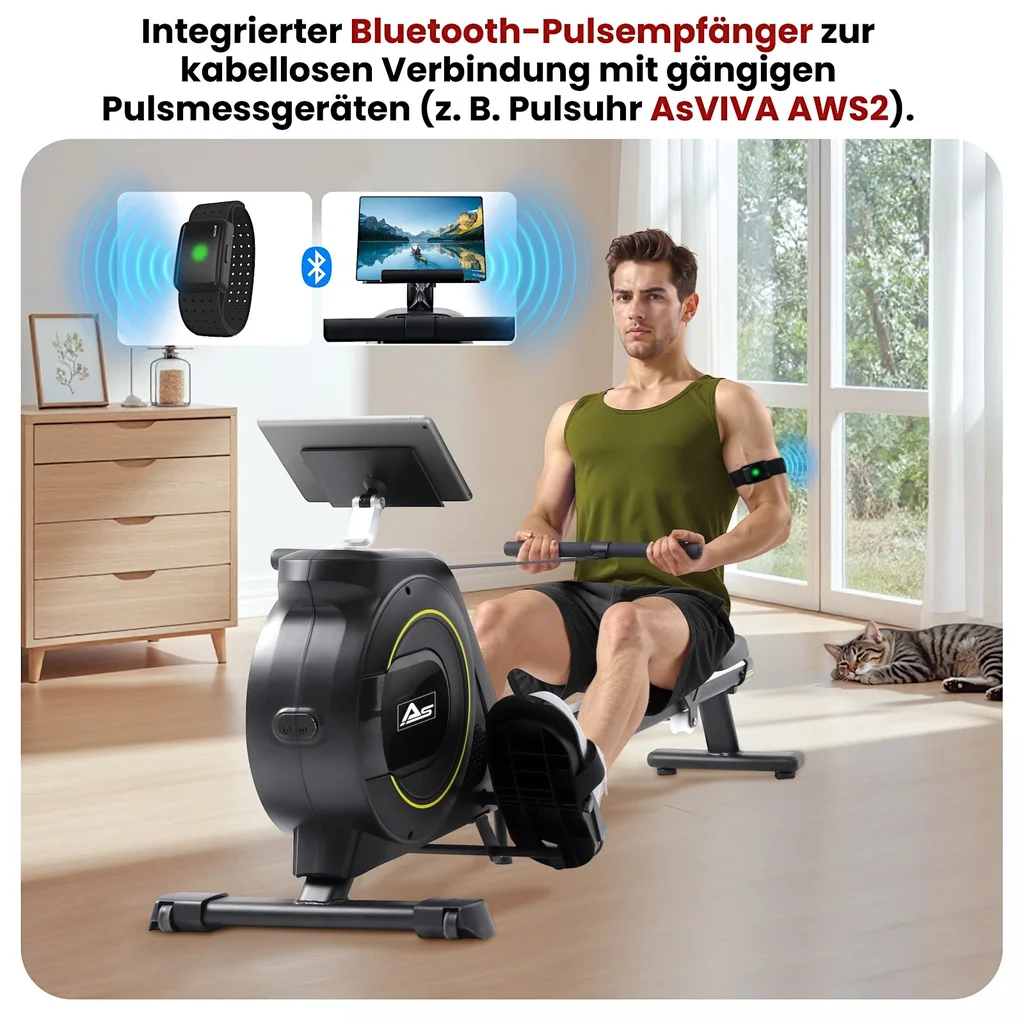 AsVIVA Rowing Machine RA11 Magnetic – Magnetic Brake System & Pulse Receiver