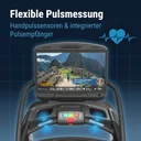 Heart rate measurement via chest strap during training on the AsVIVA T22 Studio Pro treadmill