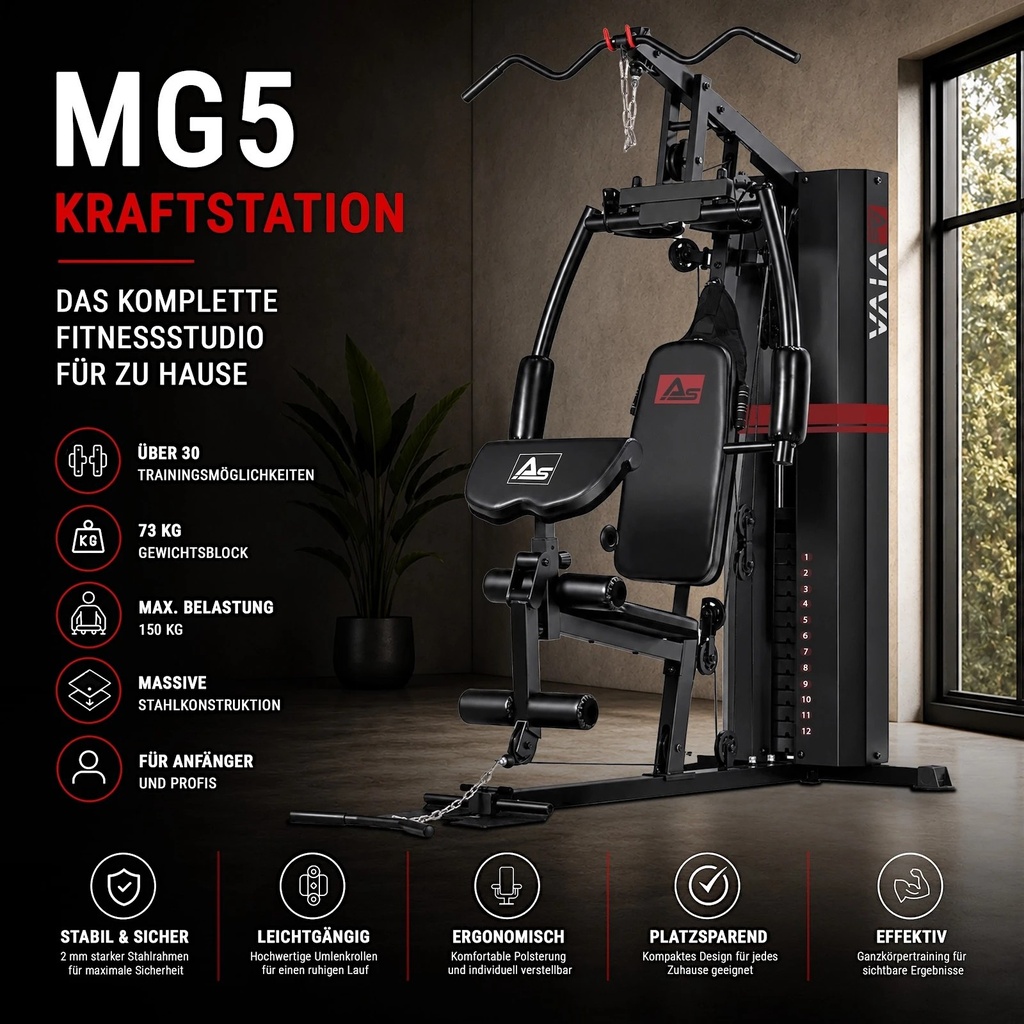 AsVIVA MG5 Pro Home Gym – complete fitness gym for your home
