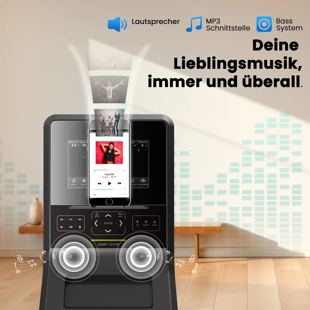 Built-in speakers of the AsVIVA ergometer H25 Studio Pro for music and sound during training