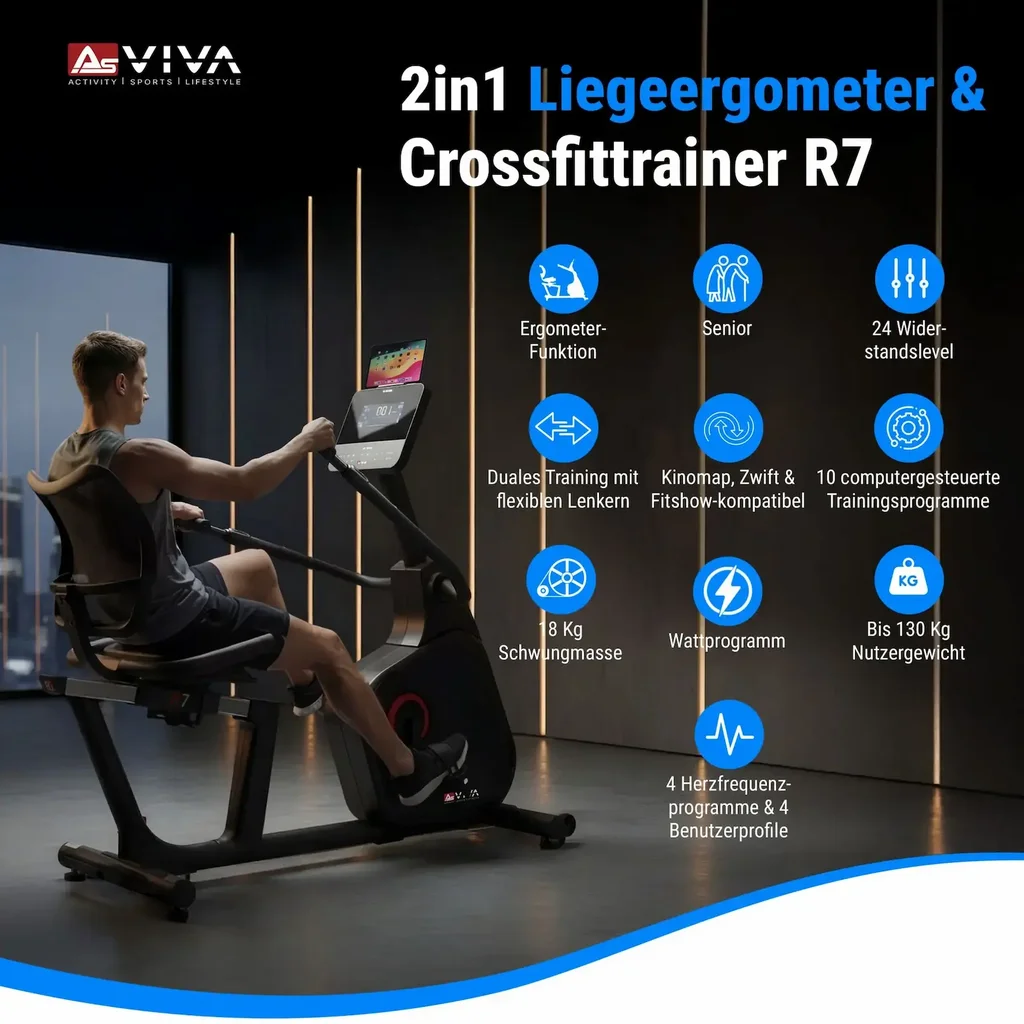 AsVIVA 2-in-1 Recumbent Ergometer with Arm Trainer R7