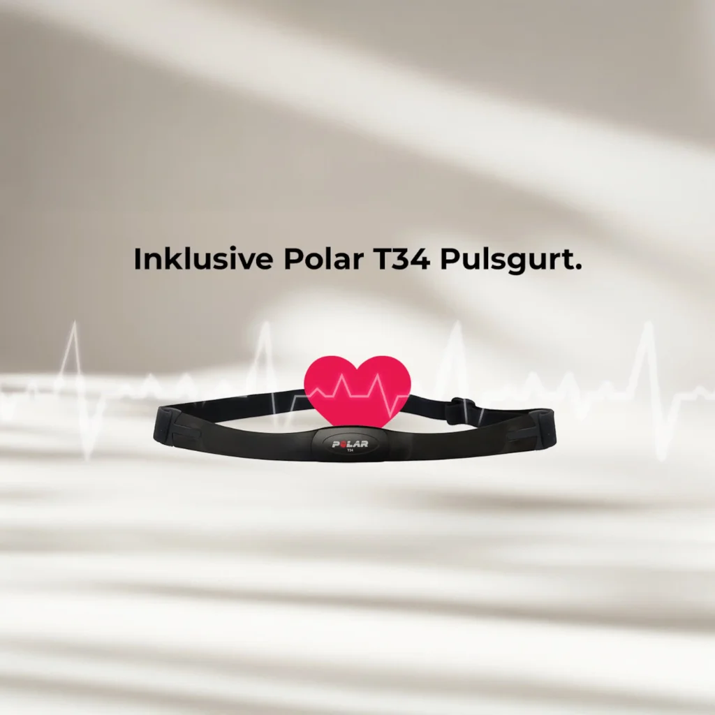 Included T34 chest strap of the AsVIVA ergometer H25 Studio Pro for precise heart rate measurement