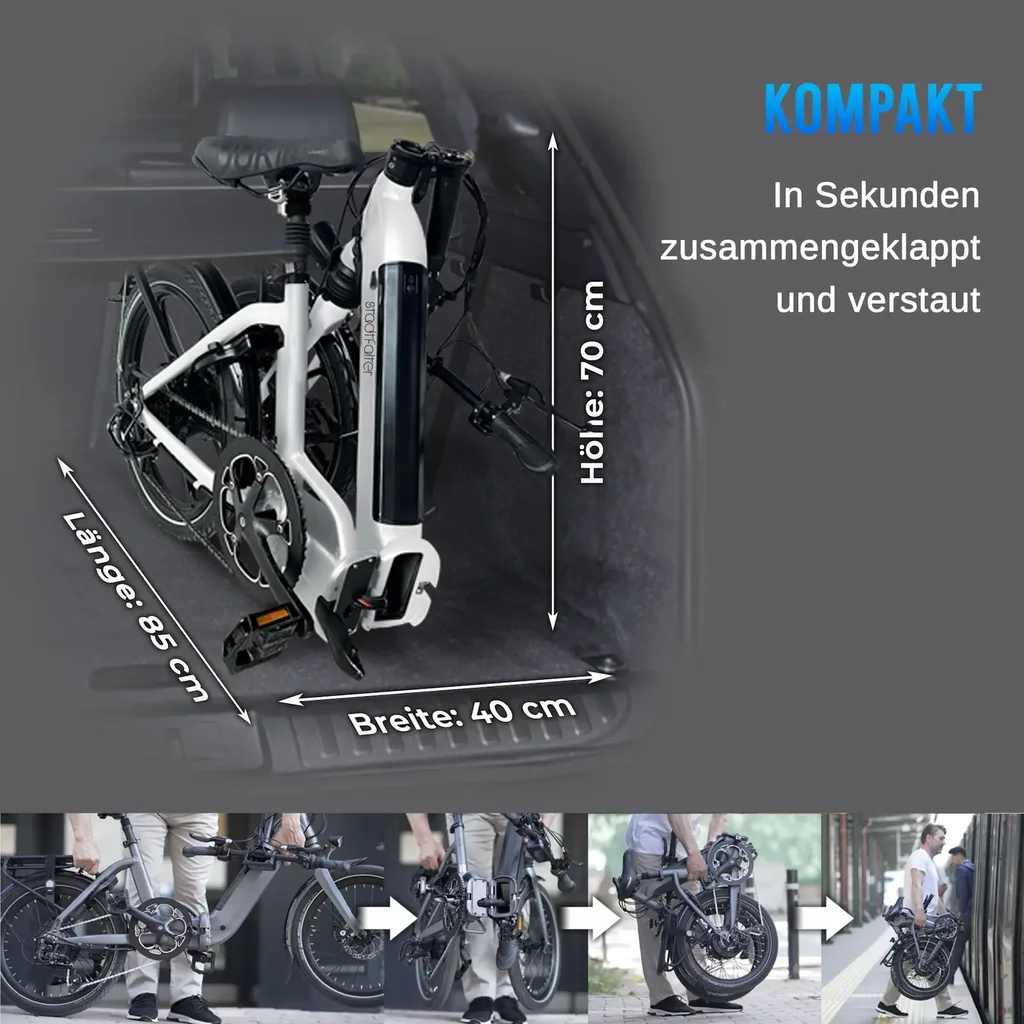 E-Bike Klapprad Stadtfalter B13 – Faltrad Kompakt
