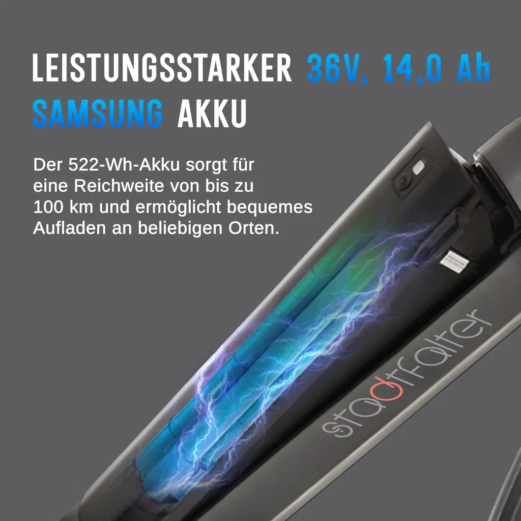 E-Bike Klapprad Stadtfalter B13 – Faltrad Samsung Akku