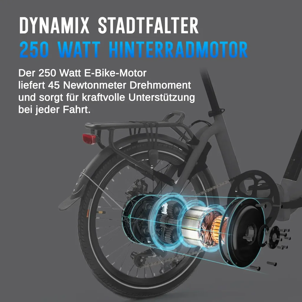 AsVIVA E-Bike Folding Bike Stadtfalter B13 – Rear wheel motor