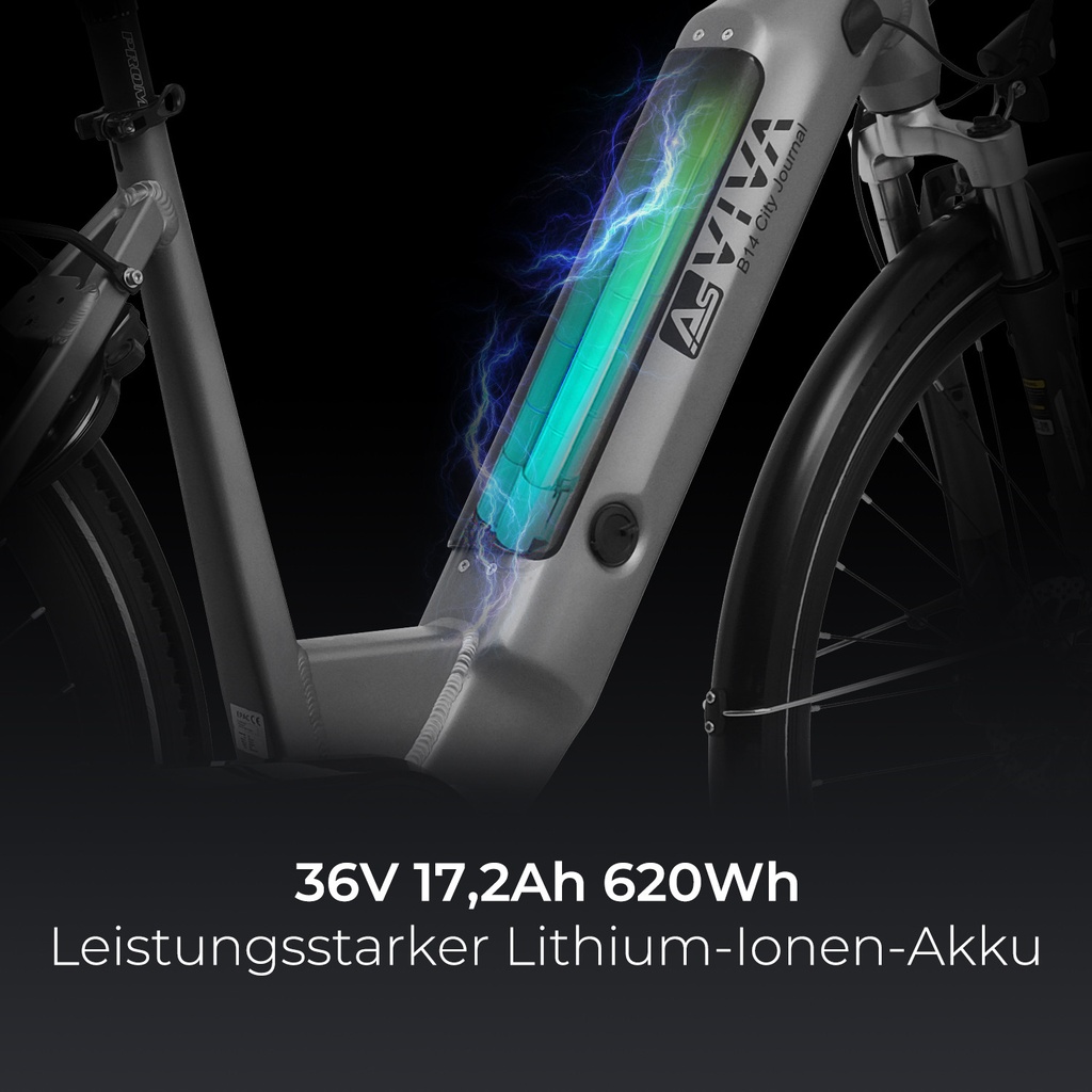 AsVIVA City E-Bike Stadtfalter B14 – Gray/White – View 3