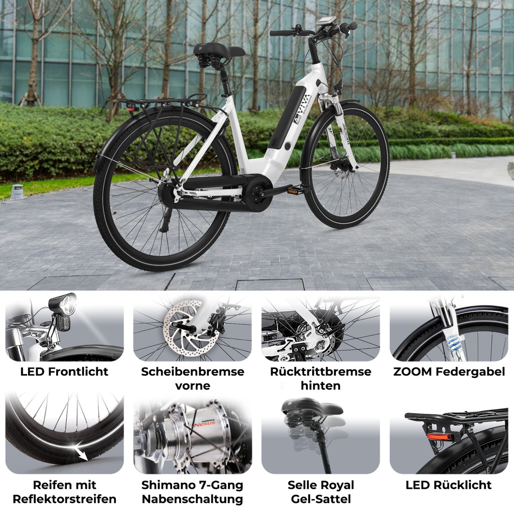 AsVIVA City E-Bike Stadtfalter B14 – Gray/White – View 2