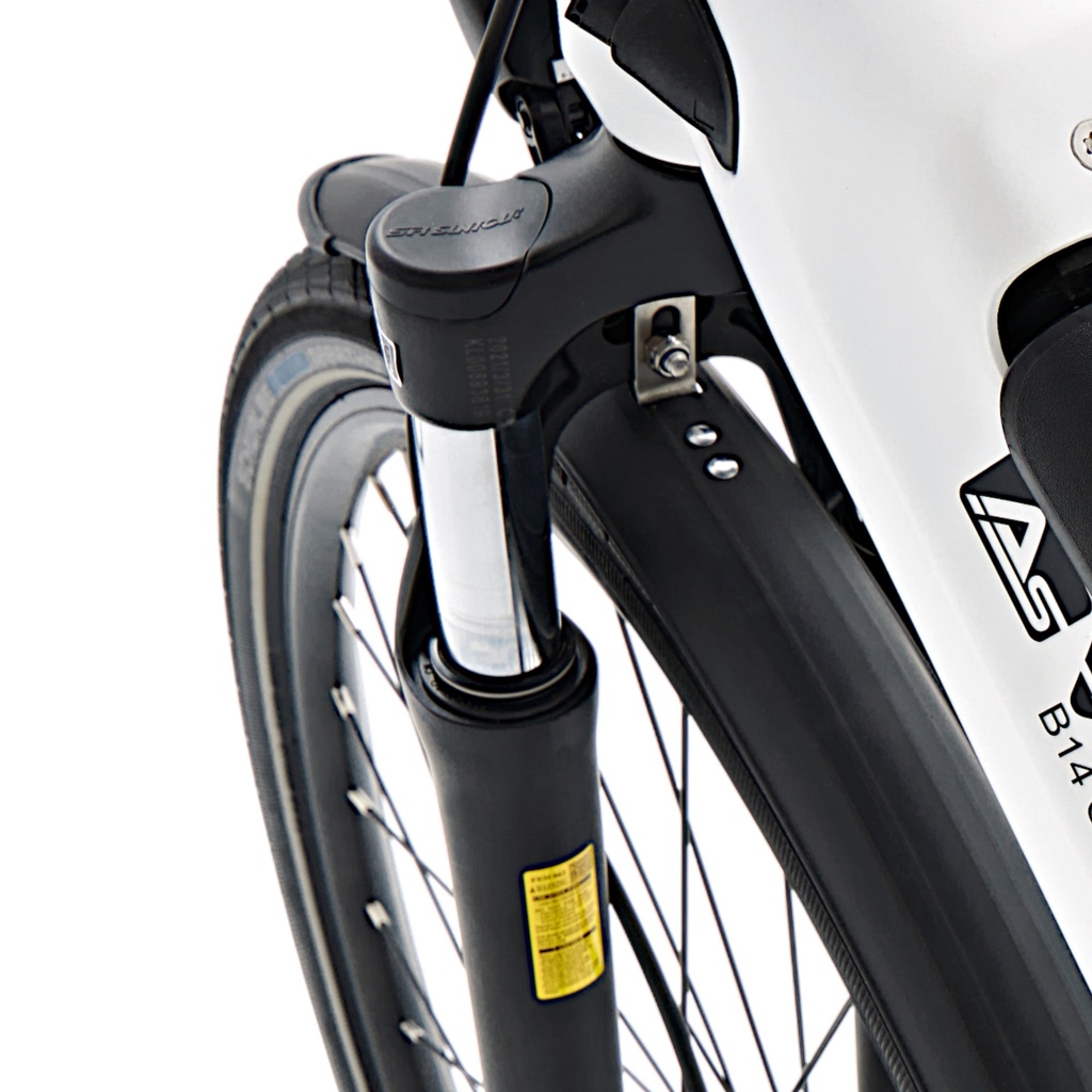 AsVIVA City E-Bike Stadtfalter B14 – Gray/White – Suspension Fork