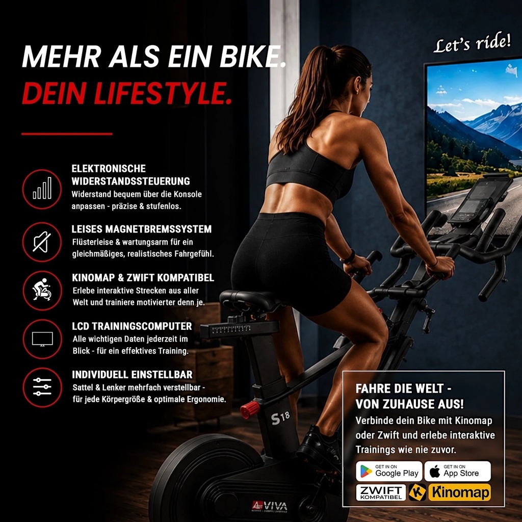 AsVIVA Speedbike Power S18 Pro – Kinomap connection & Zwift connection