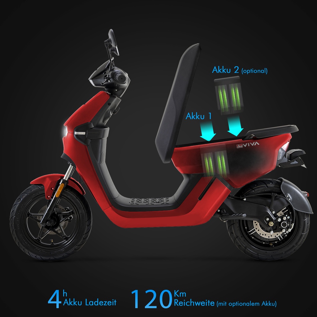 [EM1_RED] electric motor scooter AsVIVA EM1 red - product view