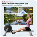 Interactive live classes on the AsVIVA rowing machine RA20 in black for guided training on the screen