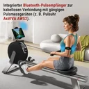 AsVIVA rowing machine RA20 in black with integrated Bluetooth pulse receiver