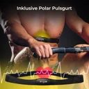 AsVIVA RA10 Pro rowing machine in the studio including Polar chest strap for precise heart rate measurement during workout