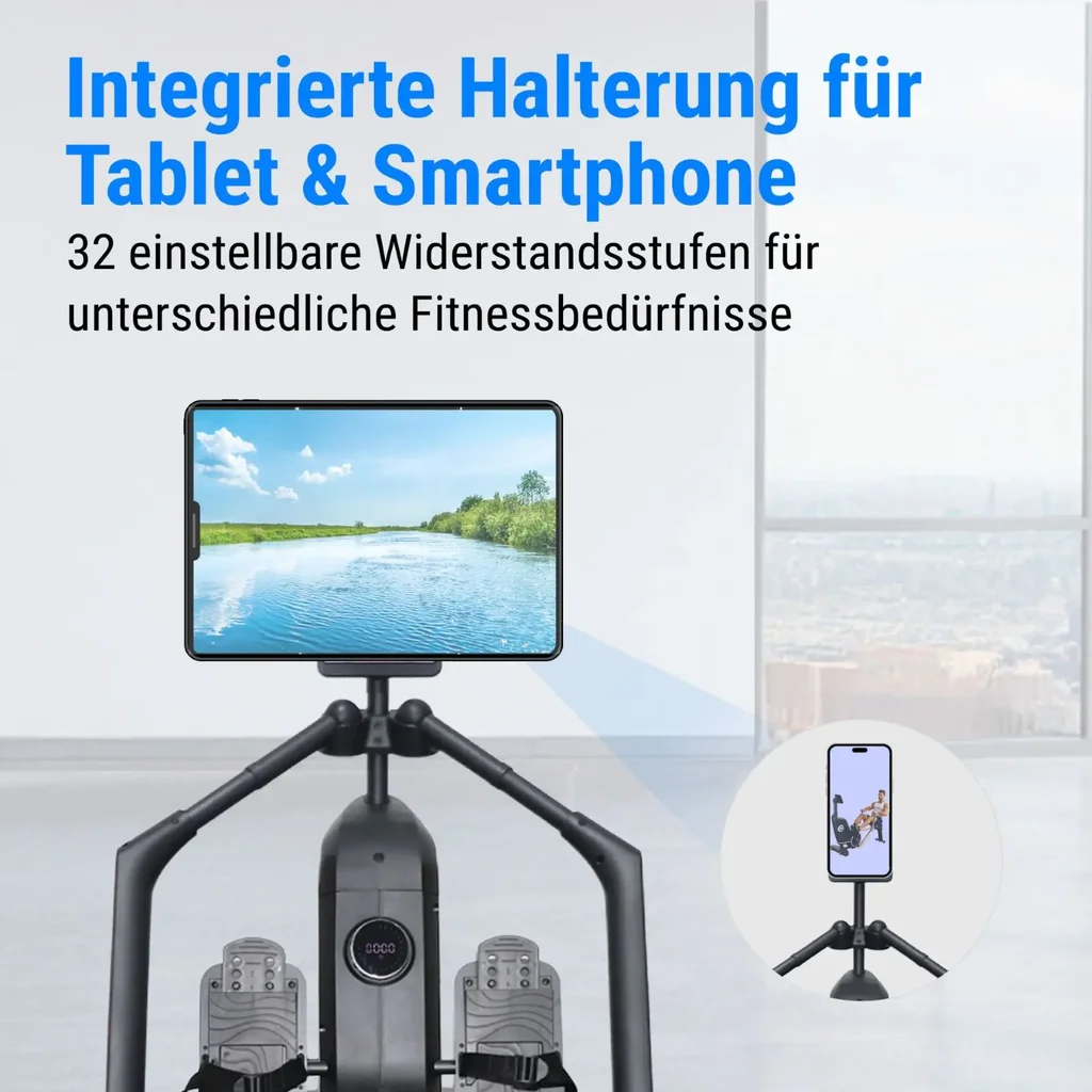 Integrierte Halterung für Tablet &amp; Smartphone