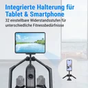 Integrated tablet and smartphone holder on the AsVIVA RA12 rowing machine for training with apps