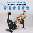 Full-body muscle workout on the AsVIVA RA12 rowing machine engaging back, arms, and legs