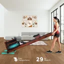 Space-saving upright storage of the AsVIVA Water Rowing Machine RA18 Pro for small rooms