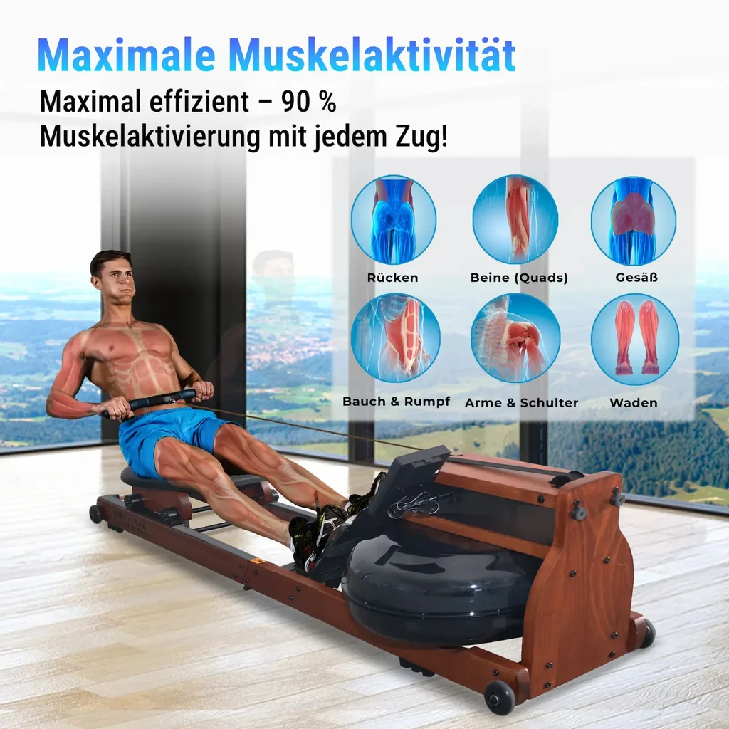 AsVIVA Water Rowing Machine RA18 Pro - Workout view