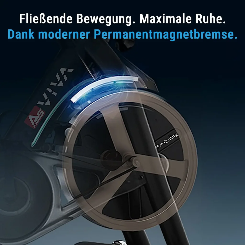 Low-maintenance magnetic brake of the AsVIVA Speedbike S11S for quiet and smooth operation
