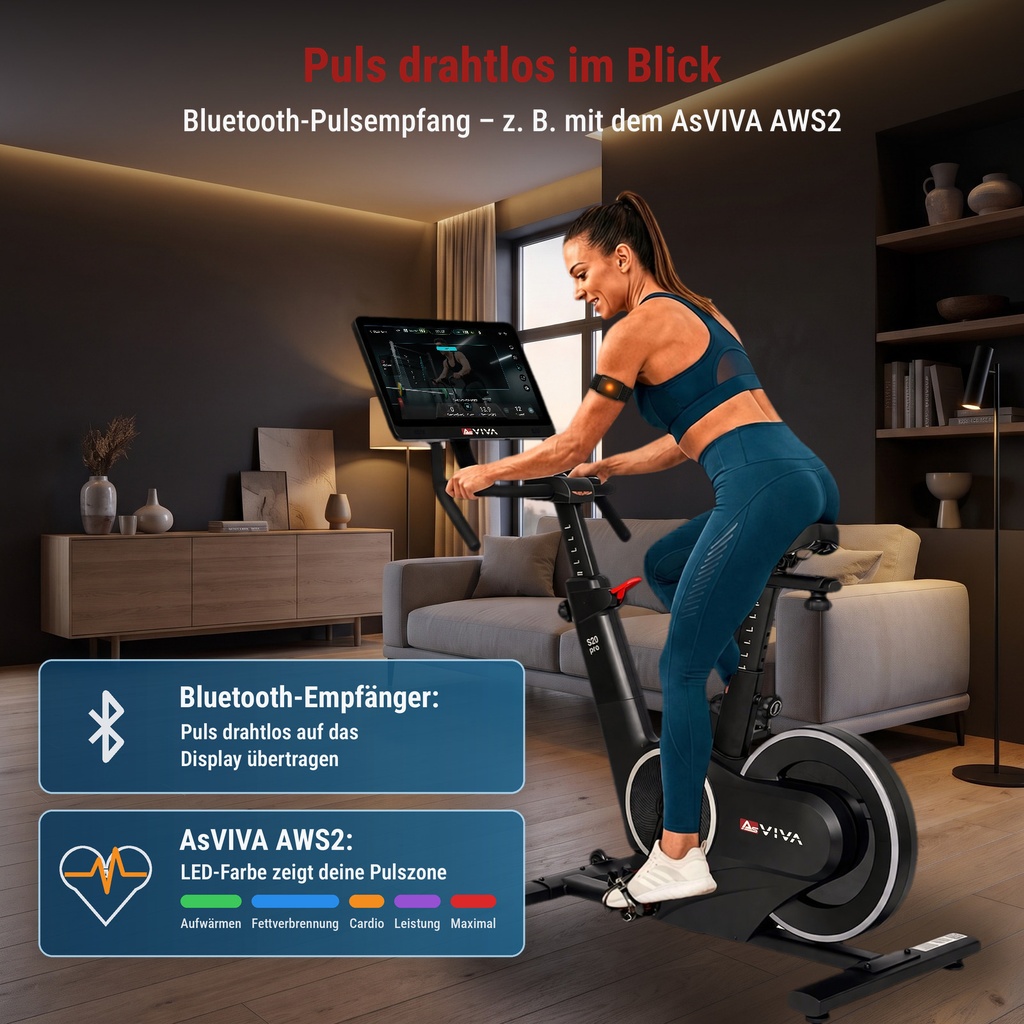 Speedbike Multimedia Studio Pro S20 – Bluetooth heart rate reception with AsVIVA AWS2