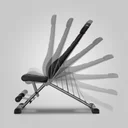 Foldable AsVIVA weight bench WB2 folded up to save space for easy storage at home