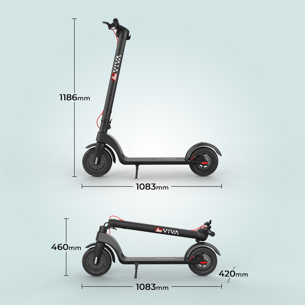 E-Scooter AsVIVA ES01 Tretroller – Abmessungen