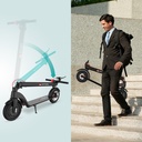 The folded AsVIVA ES01 e-scooter is easy to carry and store