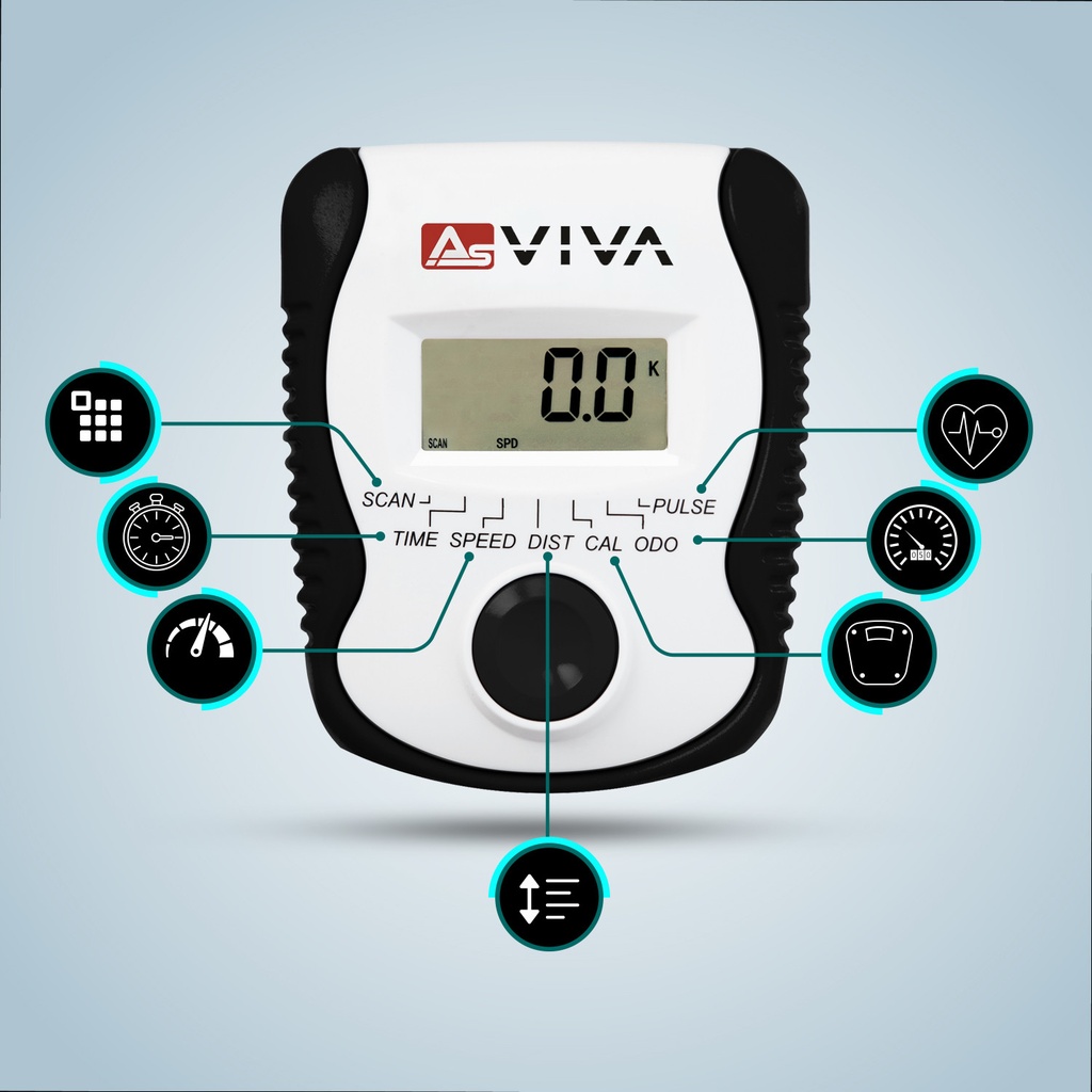 Clear LCD workout display of the AsVIVA exercise bike H14 with all values at a glance