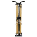Front view of the AsVIVA MG7 home gym made of light real wood with pull-up handles and cables including footplates