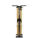 Front view of the AsVIVA MG7 home gym made of light real wood with pull-up handles and cables including footplates