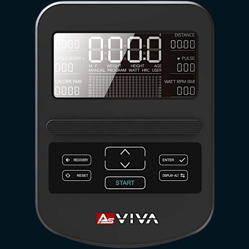 Clear training computer with display on the AsVIVA Ergometer Ride H24 to show all workout data